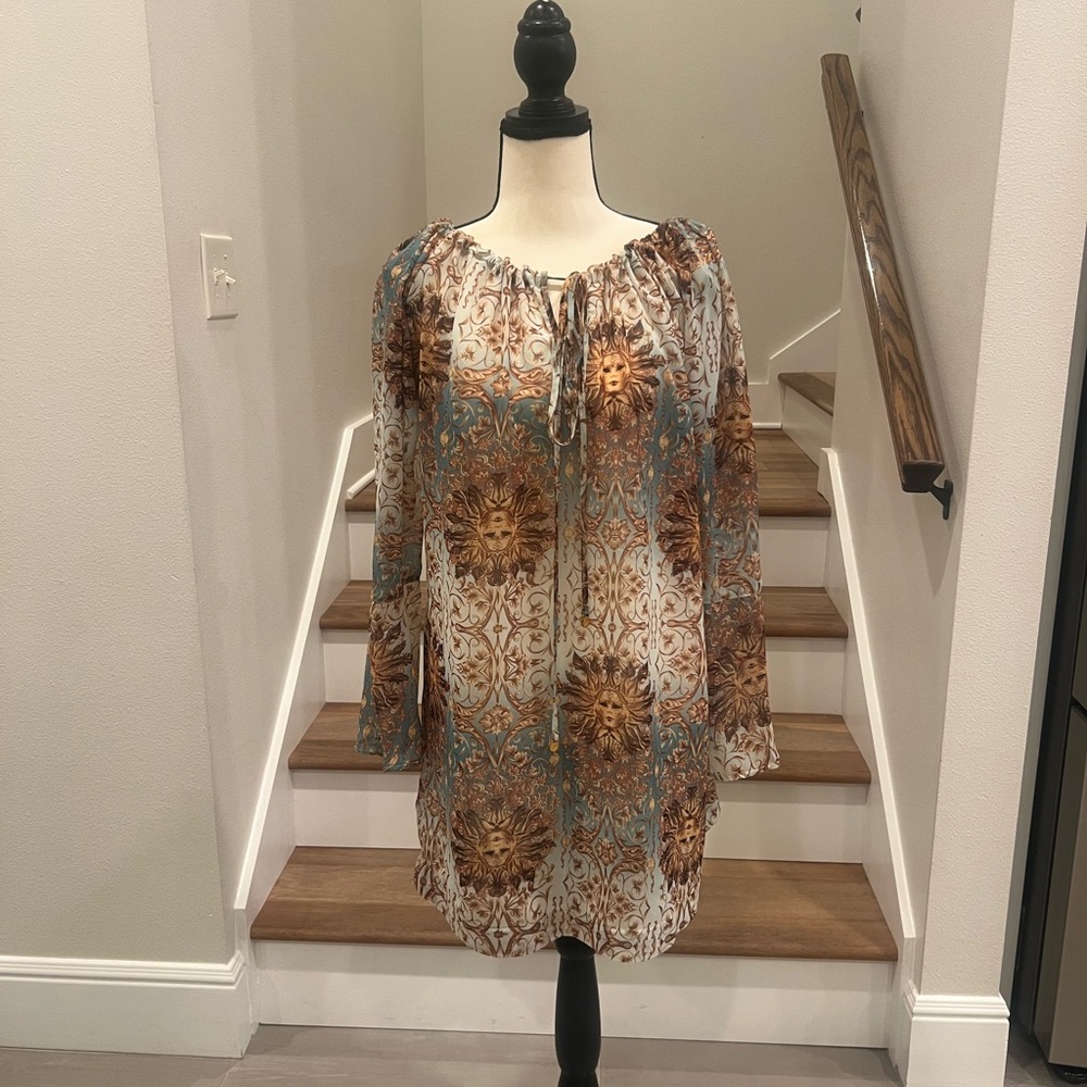 Elegant Brown and Blue Women's Swim Coverup